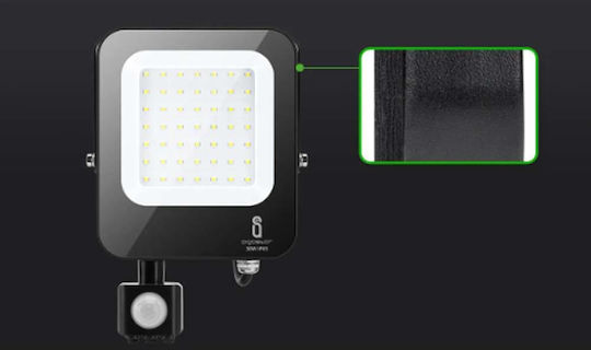 Aigostar Wasserdicht LED Flutlicht 50W Kaltweiß 6500K mit Bewegungssensor IP65