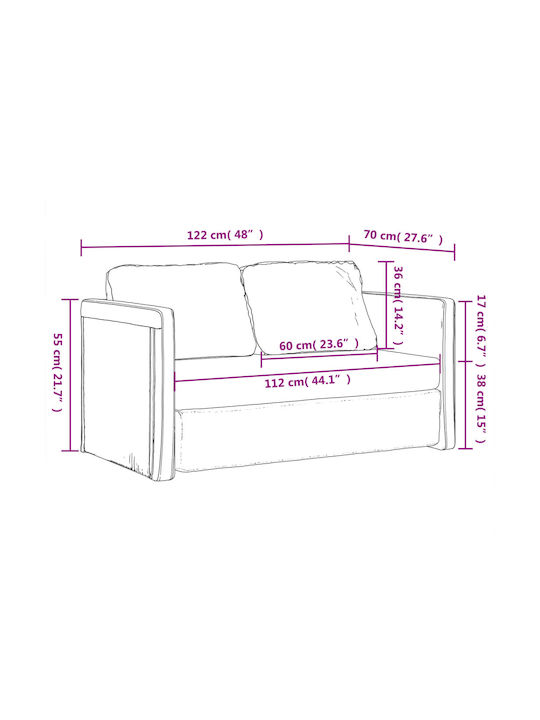 Two-Seater Velvet Couch Bed with Manufacturer Colour Yellow 122x204x55 cm