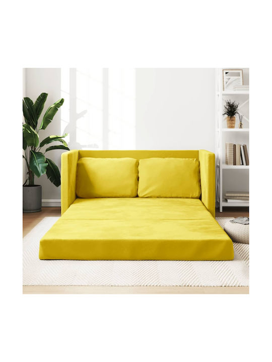 Two-Seater Velvet Couch Bed with Manufacturer Colour Yellow 122x204x55 cm