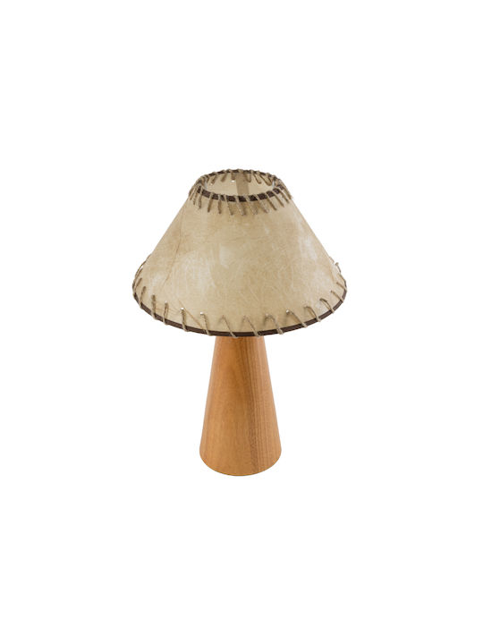 GloboStar Wood Table Lamp for Socket E27 with Beige Shade and Base