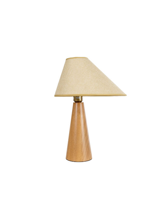 GloboStar Kauai Wood Table Lamp for Socket E27 with Beige Shade and Base