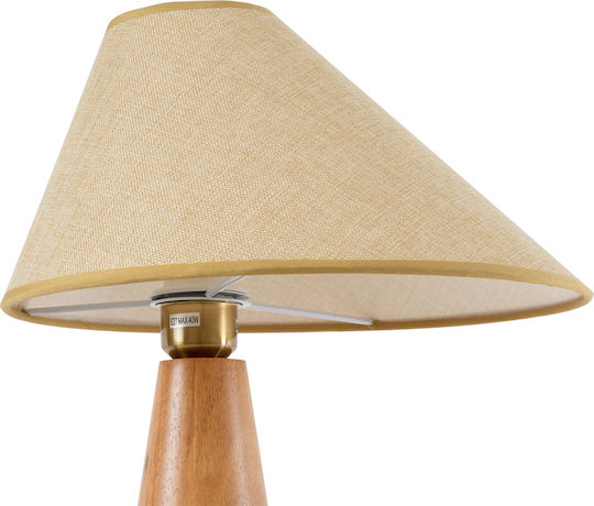 GloboStar Kauai Wood Table Lamp for Socket E27 with Beige Shade and Base
