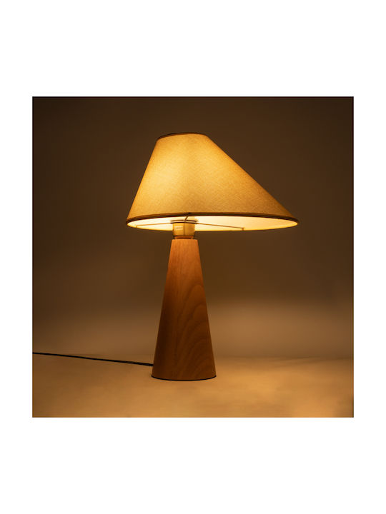 GloboStar Kauai Wood Table Lamp for Socket E27 with Beige Shade and Base
