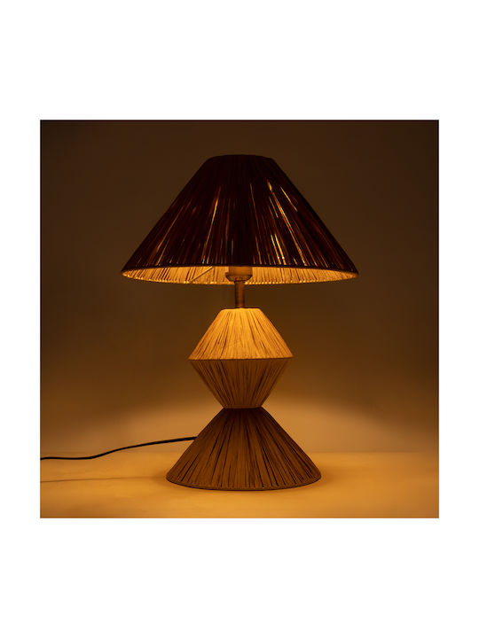 GloboStar Wood Table Lamp for Socket E27 with Beige Shade and Base