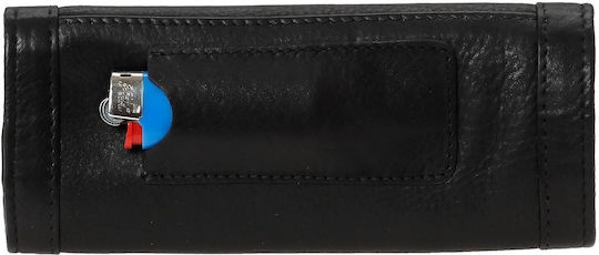 Lavor Lederne Tabaktasche Schwarz mit Verschluss 16.5x7.5cm