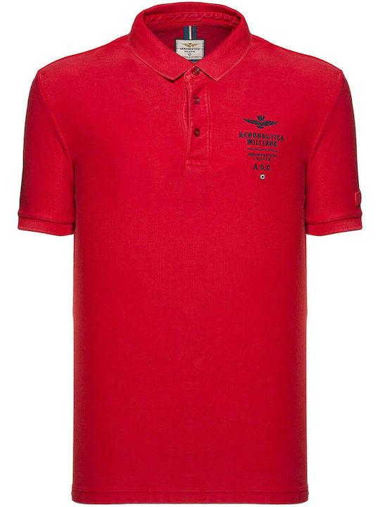 Aeronautica Militare Men's Short Sleeve Blouse Polo Red