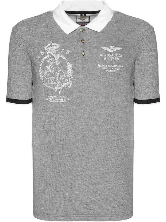 Aeronautica Militare Bluza Bărbătească cu Mânecă Scurtă Polo Grey