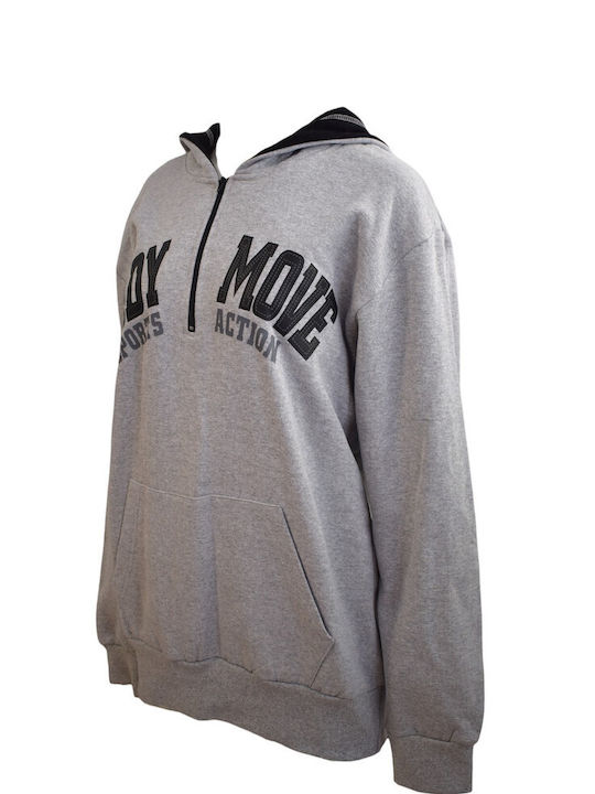 Bodymove Herren Sweatshirt mit Kapuze und Taschen Gray