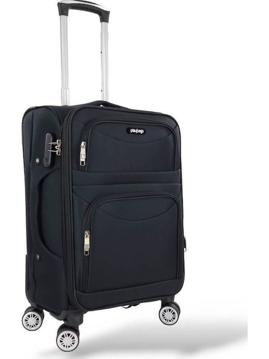 Playbags Cabin Fabric Black Suitcase With 4 Wheels