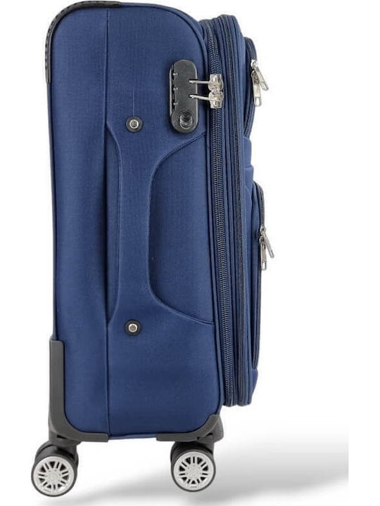 Playbags Cabin Fabric Blue Suitcase With 4 Wheels Height 53cm