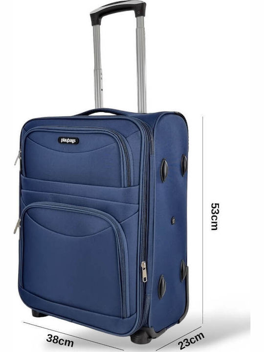 Playbags Medium Fabric Suitcase Gray with 4 Wheels Height 59cm