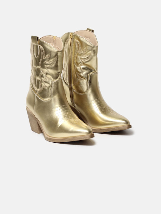 InShoes Διακοσμητικές Cizme cowboy pentru femei Gold