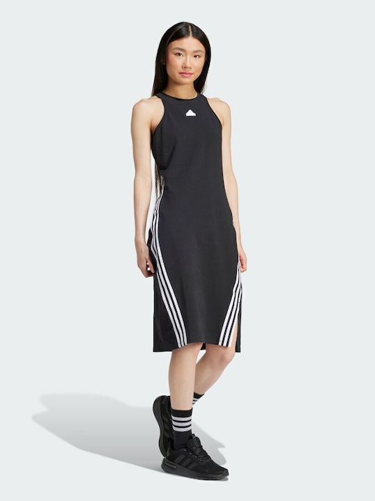 Future Icons 3-Stripes Καλοκαιρινό Midi Αθλητικό Φόρεμα Αμάνικο Μαύρο