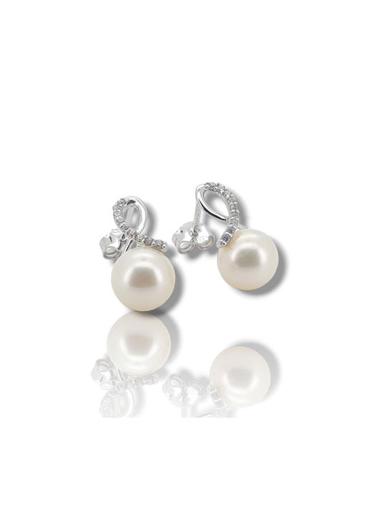 Mentzos Earrings made of Platinum with Stones & Pearls