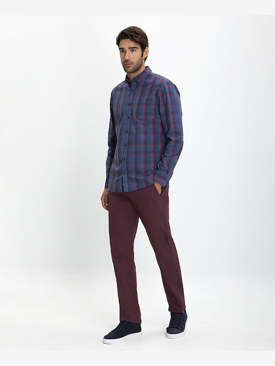 Basefield Men's Shirt Long Sleeve Checked Red