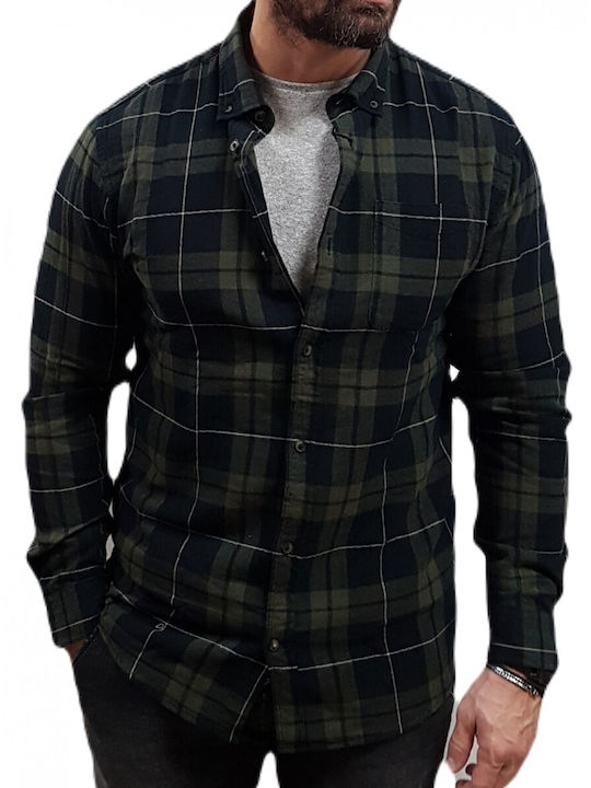 Jack & Jones Men's Shirt Long Sleeve Checked Khaki