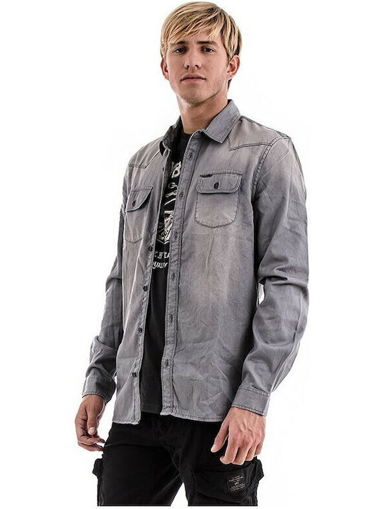 Petrol Industries Men's Shirt Long Sleeve Cotton Gray