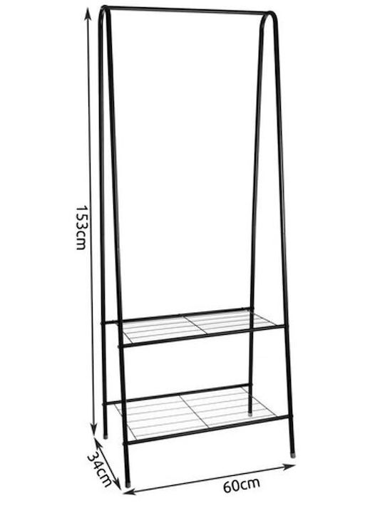 Κρεμάστρα Δαπέδου από Μέταλλο Μαύρη 60x34x153cm