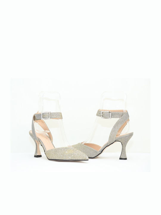 Ellen Synthetic Leather Gray Medium Heels