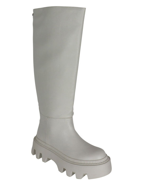 Buffalo Flora Women's Boots with Medium Heel Beige