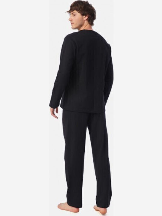 Minerva Men's Winter Pajama Blouse Black
