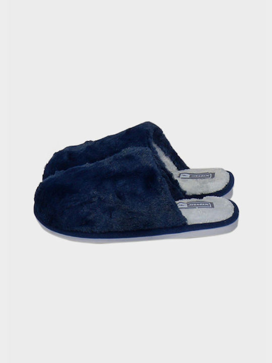 G Secret Winter Women's Slippers with fur in Navy Blue color