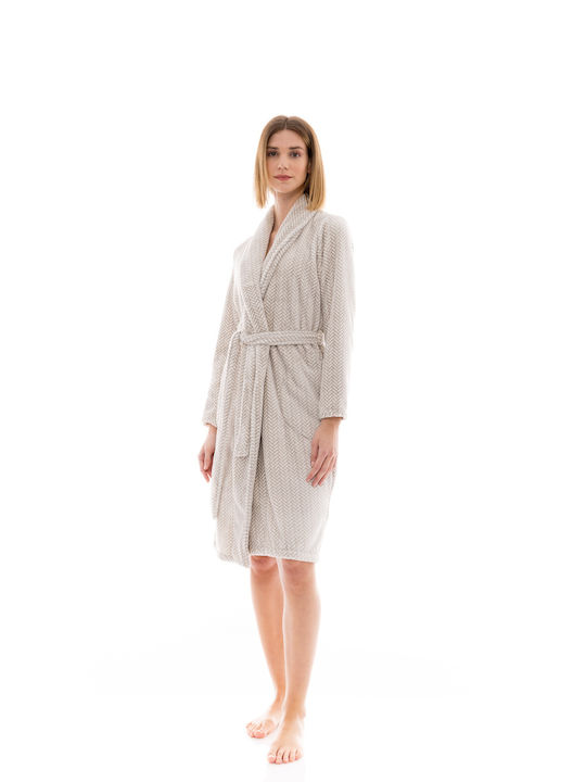 Pink Label Winter Women's Fleece Robe Grey