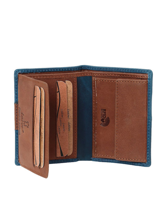 Leather Men's Wallet Cards with RFID Blue