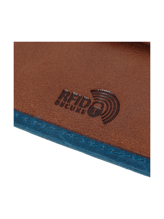 Leather Men's Wallet Cards with RFID Blue