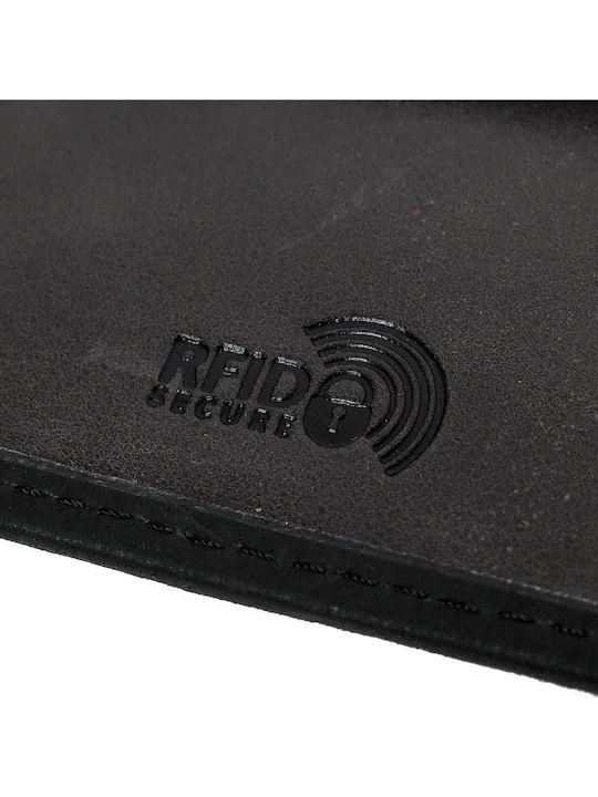 Leather Men's Wallet Cards with RFID Black