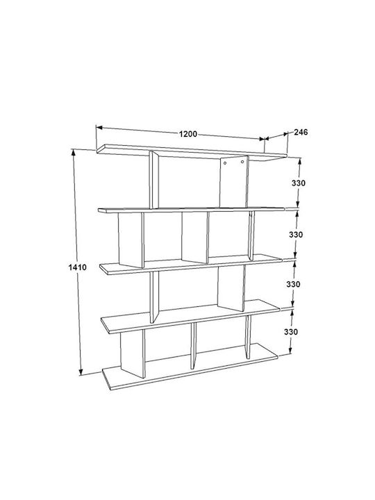 Βιβλιοθήκη Ratu Sonoma-μαύρο 120x24.6x141εκ.