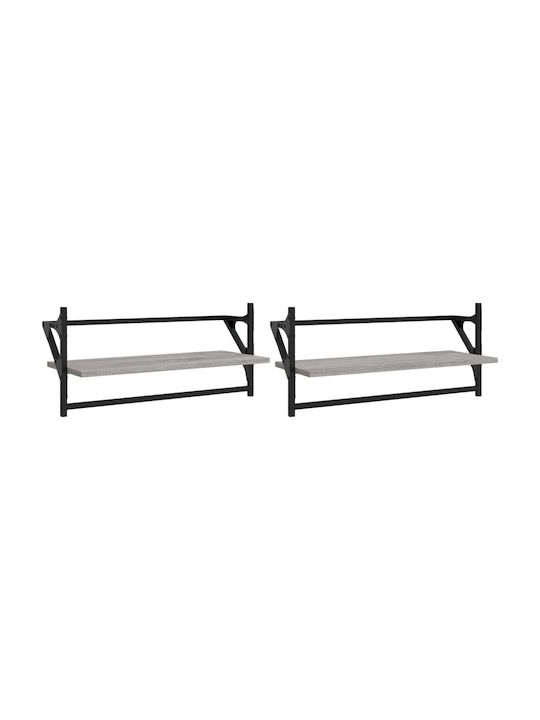 Shelves Wall Grey 2pcs 65x25x30cm