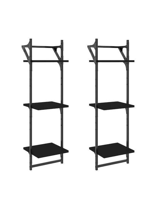 Shelves Wall Black 2pcs 30x25x100cm