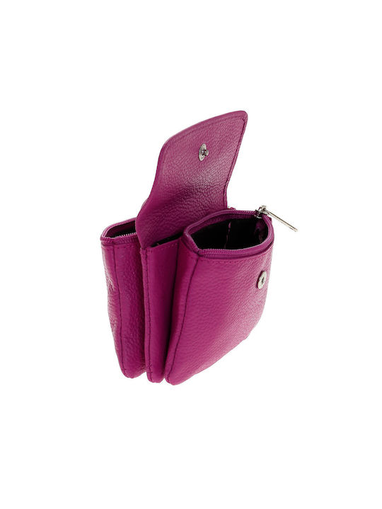 Lavor Small Leather Women's Wallet Coins with RFID Fuchsia