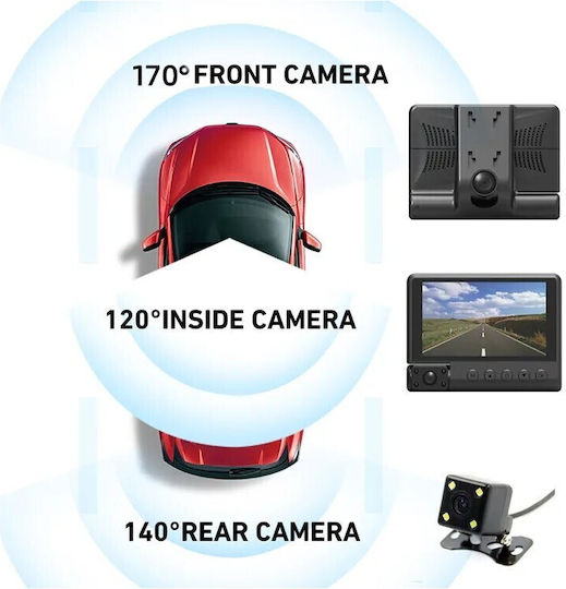 Andowl 4K Car DVR Set with Rear Camera, 4" Display