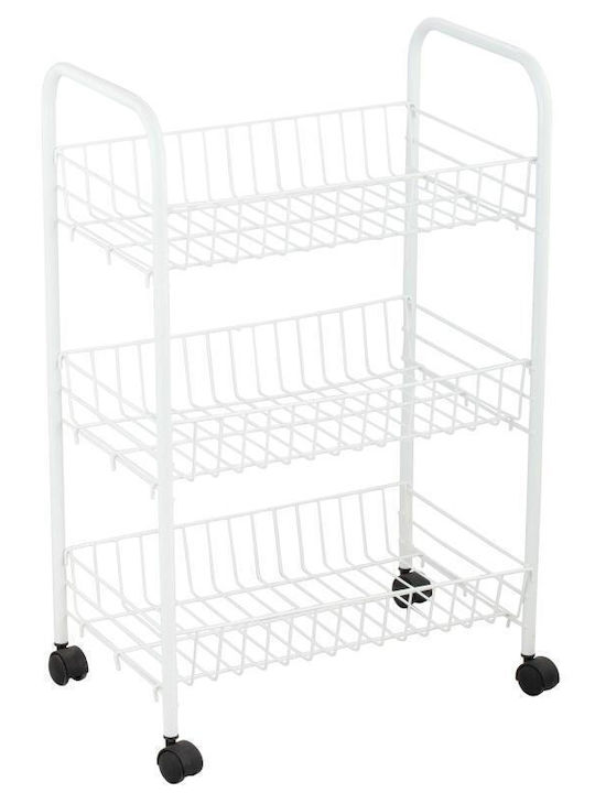 Viosarp Kitchen Trolley Metallic 3 Tiers White 62x38x62cm