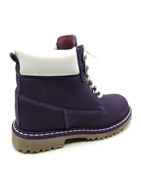 Leather Kids Boots Purple