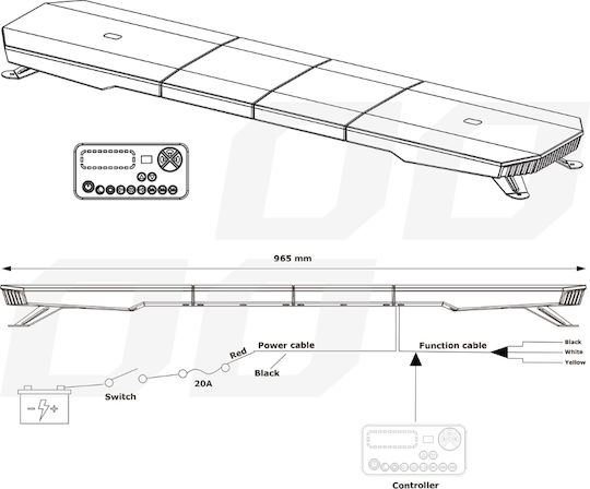 AMiO Μπάρα Σήμανσης Αυτοκινήτου LED 12 / 24V 96.52cm με Πορτοκαλί Φωτισμό