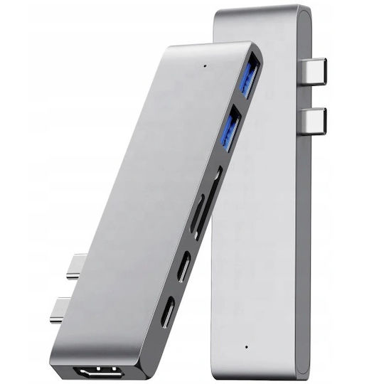 Dual USB-C Docking Station cu HDMI PD Gray (CO2-0117)