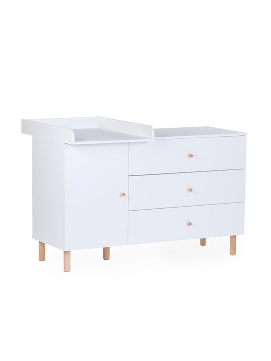 Kids Chest of Drawers White with 3 Drawers 137x75x93cm