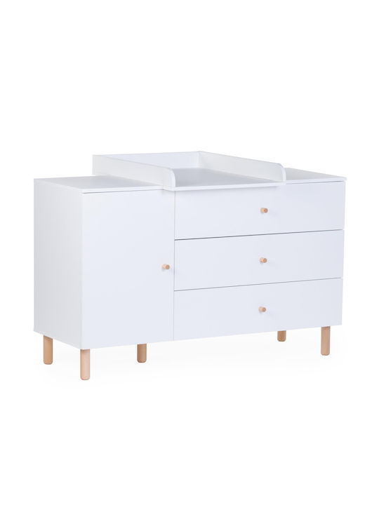 Kids Chest of Drawers White with 3 Drawers 137x75x93cm