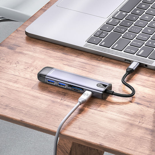 Mcdodo USB-C Докинг станция с HDMI 4K PD Сив (HU-7740)