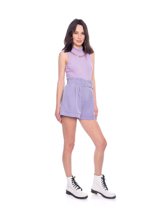 E-shopping Avenue Women's High-waisted Shorts PURPLE