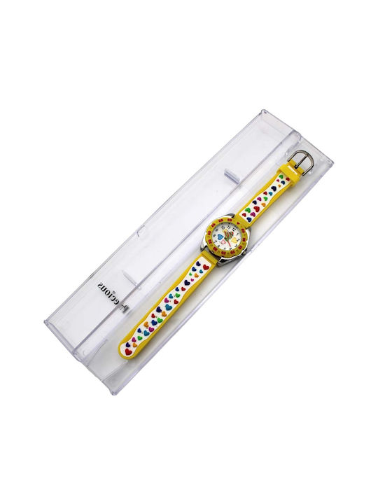 Kids Analog Watch with Rubber/Plastic Strap Yellow