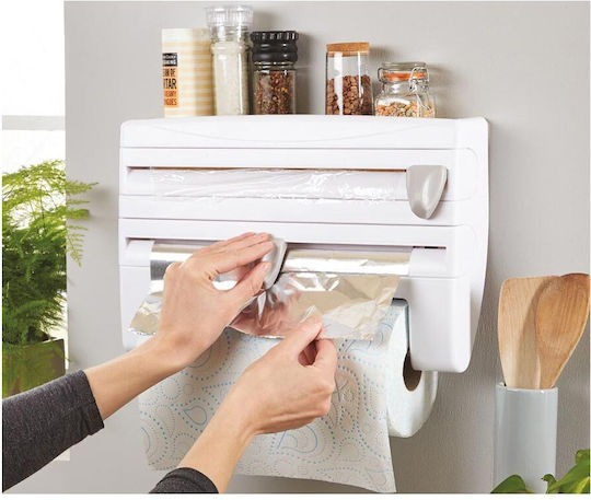 Wall Mounted Plastic Paper Towel Holder White 38x9x24cm AT24177