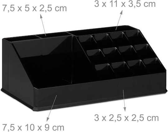 Relaxdays Kosmetikorganisator mit 4 Schubladen Schwarz 2 Stück 24x19x13,5cm