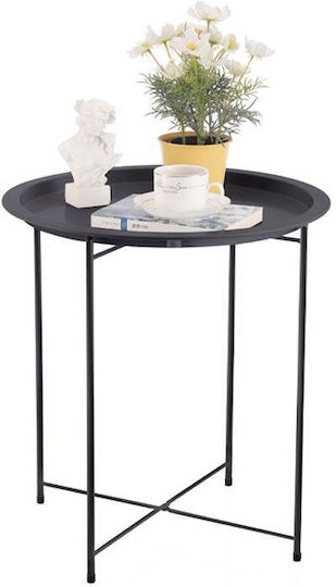 Round Side Coffee Table Wr Metal Black W47xL47xH50cm