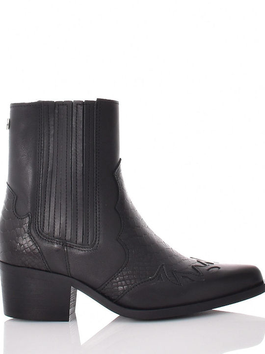 Steve Madden Leather Women's Ankle Boots with Medium Heel Black