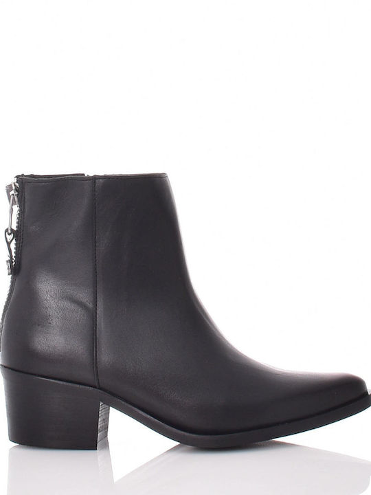 Steve Madden Leather Women's Ankle Boots with Medium Heel Black