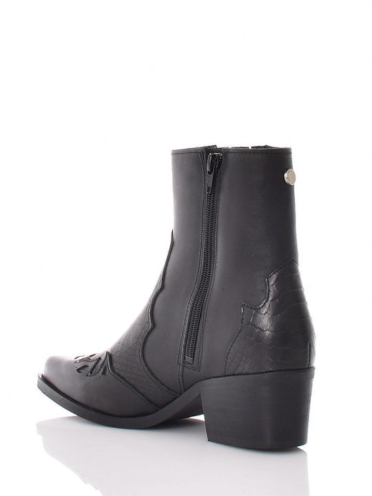 Selena Leder Stiefeletten Damen Schwarz